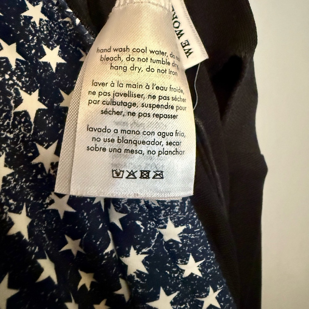 WeWoreWhat One Piece Distressed Navy Star Print Strapless Swim Suit Americana - Picture 13 of 15